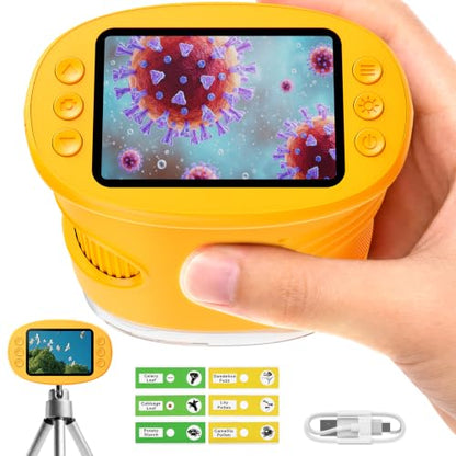 1000X Handheld Digital Microscope for Kids: Pocket Microscope for Stem Toy - color: Yellow