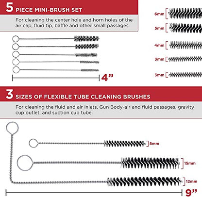 YUZES Spray Gun Cleaning Kit, 23-Piece Brush & Needle Set for Paint Guns