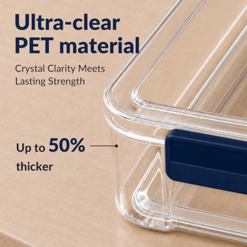 CATOOMUU 2-Pack 9x13 Clear Plastic Project Case Stackable Storage Box - color: Large-Blue-2-Pack