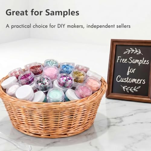 5 Gram Sample Containers 50 Count Small Travel Containers with Lids - color: White