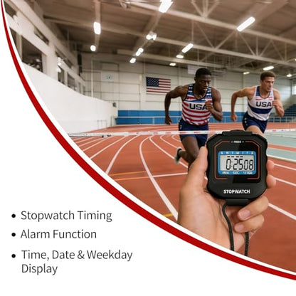 Pgzsy 6 Pack Square Style Multi-Function Electronic Digital Sports Stopwatch Timer, Large Display with Date, Time and Alarm Function, Ideal for Sports Coaches and Referees