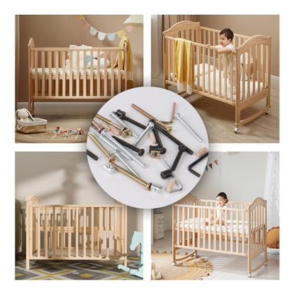 Baby Bed Frame Bolts, Crib Screws Hardware ReplacementKit M6x20/40/60/80mm Hex Drive Socket Cap Screws Barrel Nuts Wooden Dowel Kit for Beds Chairs Furniture et (Silver-16set) - size: Silver-16set
