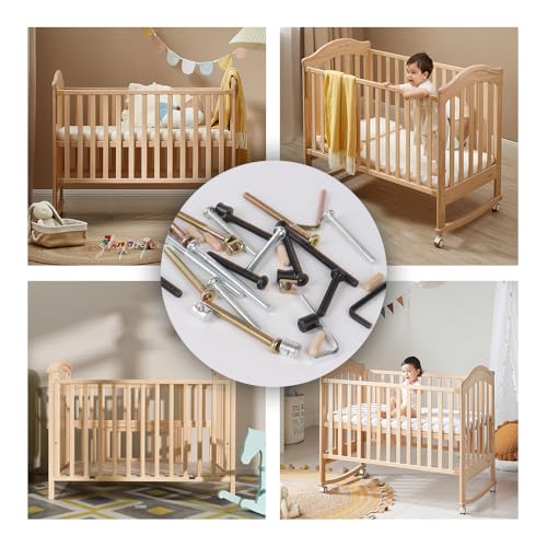 Baby Bed Frame Bolts, Crib Screws Hardware ReplacementKit M6x20/40/60/80mm Hex Drive Socket Cap Screws Barrel Nuts Wooden Dowel Kit for Beds Chairs Furniture et (Silver 20set) - size: Silver 20set