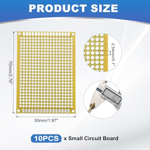 MECCANIXITY 10Pcs Solderable Breadboard, 2.76"x1.97" Double Sided Circuit Board Yellow Tinned PCB Board Small Prototype Board for DIY Electronics Projects Apply to Soldering Projects - color: Yellow Tinned, size: 2.76"x1.97"