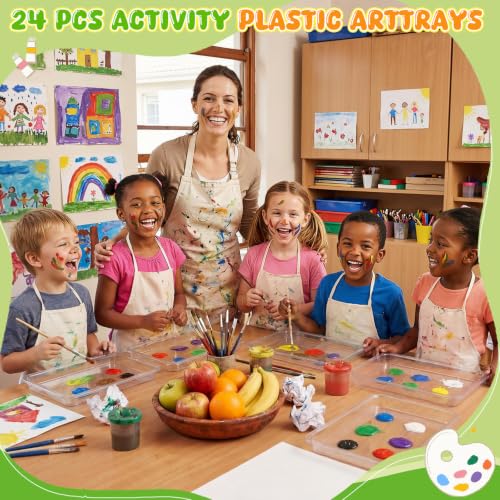 Remerry 24 Pcs Art Craft Tray for Kid, 13.4 x 10 Inch, Clear - color: Clear, size: 13.4 x 10 Inch