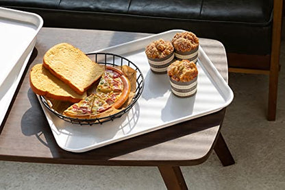 Aebeky Plastic Cafeteria Trays,Fast Food Serving Trays,13"X17",Set of 6(White) - color: White