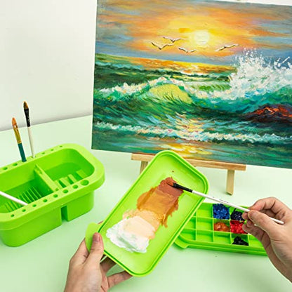 MyLifeUNIT Paint Brush Cleaner, Paint Brush Holder and Organizers with Palette for Acrylic, Watercolor, and Water-Based Paints (Lawn Green) - color: Lawn Green