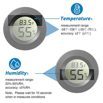 Weewooday 8 Pcs Mini Hygrometer Thermometer Digital LCD, Black - size: Black
