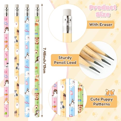 Xqumoi 60Pcs Dog Pencils with Eraser - Cute Puppy Paw #2 HB Pencils, School Classroom Student Rewards Office Supply Pet Lovers Gift Goodie Bag Fillers Stuffers Birthday Party Favors - style: Puppy