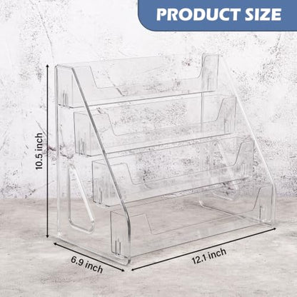 CELSOL Upgraded 4 Tier Acrylic Card Display Stand, Clear Display for Greeting Cards, Sports Cards, Postcards, Stickers & Brochures, Easy Snap-On, Increased Height & Thickness for Better Presentation (4 Tier 1 Pack) - size: 4 Tier 1 Pack