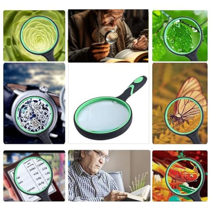 Rongon 10X Handheld Magnifying Glass, 100MM Large Reading Magnifier - color: Green