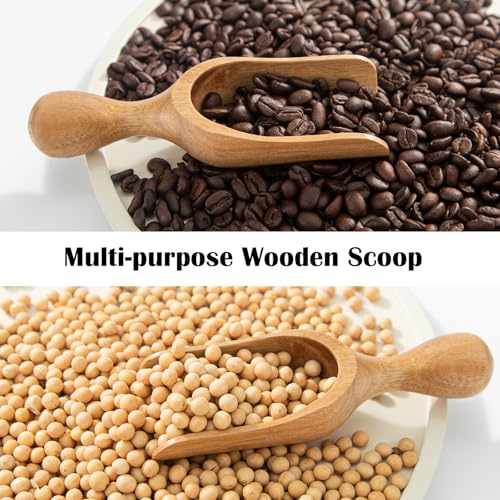 Large Coffee Scoop Shovel, 3pcs Wooden Scoop for Jars, 5.9″ Big Ground Coffee Scoop Measuring Spoons for Coffee, Tea, Powder- Multifunctional Kitchen Scoop for Bath Salts,Laundry (Acacia Wood) - color: 5.9″ Large Scoops 3pcs