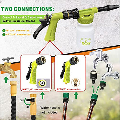 ESP Car Wash Foam Gun for Garden Hose Adjustable Hose Wash Sprayer Thick Filtration with Metal Handle Washing Mitts 6 Levels of Foam Concentration Snow Foam Blaster Quick Connector to Any Cleaning