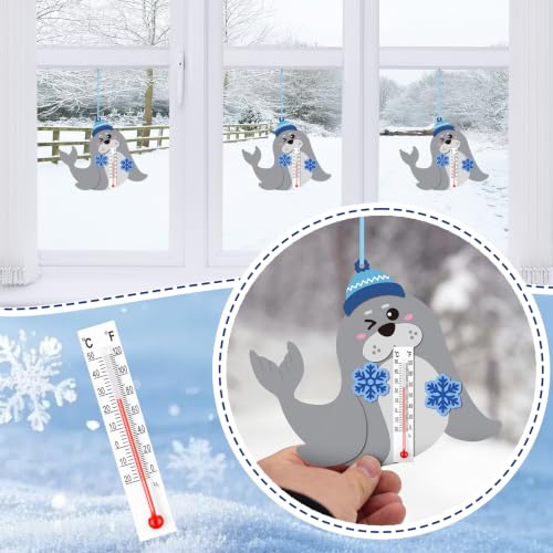 Mootycapa 18 Sets Winter Seal Crafts with Glass Thermometers Bulk - style: Seal