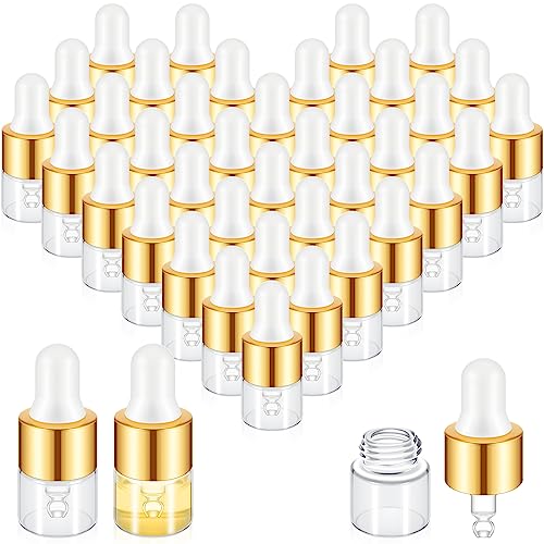 Didaey 100 Pcs Mini Glass Oil Dropper Bottle, 1 ml, Champagne Gold - color: Champagne Gold, size: 1 ml