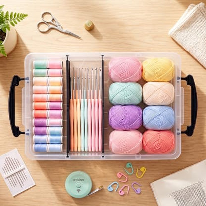 Citylife 2PC Clear Craft Organizers and Storage with 3 Removable Dividers - size: 6.4 Qt-2 Pack-D