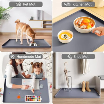 FLATO Waterproof Under Sink Mat, 31" x 19", Beige - color: Beige, size: 19"W x 31"L