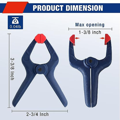 WORKPRO Spring Clamp Set, 16-Piece 3-3/8" with Adjustable Jaw Pads - color: Blue, size: Single Size Set (3-3/8")