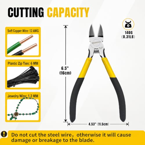 BOOSDEN Wire Cutter 6.5 inch Cutting Pliers Diagonal Cutter Snipper 2 Pack - size: 6.5"- 2 Pack