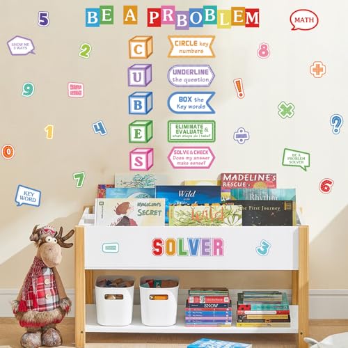 LHIUEM Mathematics Quotes Wall Decals Colorful Math Classroom Wall Sticker - color: Solver
