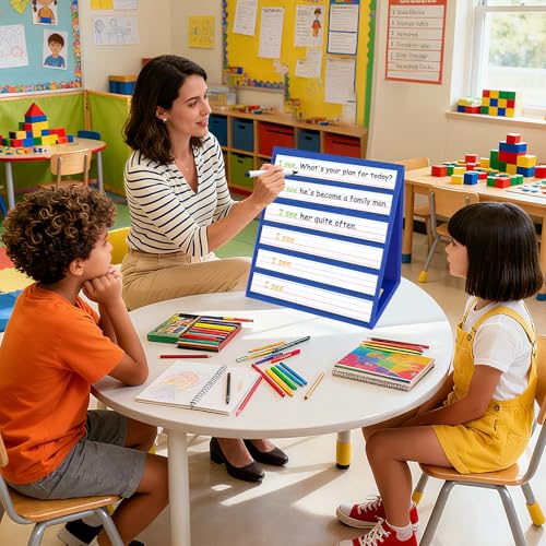 EAMAY Magnetic Desktop Tabletop Stands Pocket Chart Foldable Small Dry Erase Board Classroom Tool for Kids Education (12W*15L, Magnetic) (Pack of 3) - color: Magnetic, size: 12"W x 15"H (Pack of 3)