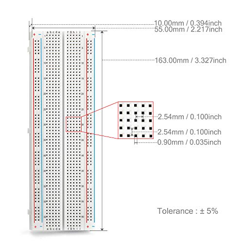 Chanzon 3 pcs Breadboard 830 Tie Points MB-102 Solderless Prototype Kit PCB