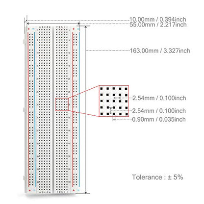 Chanzon 3 pcs Breadboard 830 Tie Points MB-102 Solderless Prototype Kit PCB