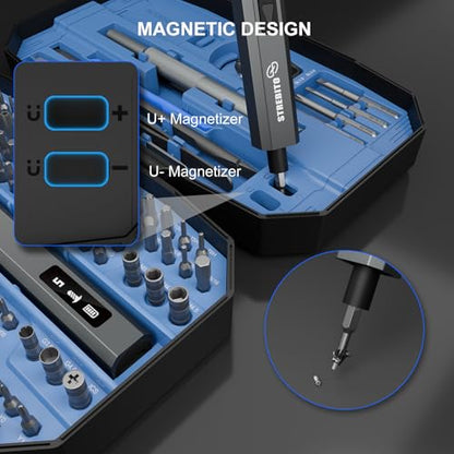 STREBITO Mini Electric Screwdriver Set 155 in 1, Small Electric Screwdriver - color: Upgraded-blue