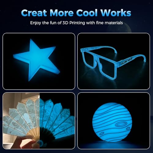 Creality Official Hyper PLA Filament 1.75mm, Glow in The Dark Filament, 3D Luminous PLA Printer Filament, RFID Filament, Best with UV Lamps, Fit Most FDM 3D Printers, 1KG Spool (2.2 lbs) Blue - color: Luminous Blue