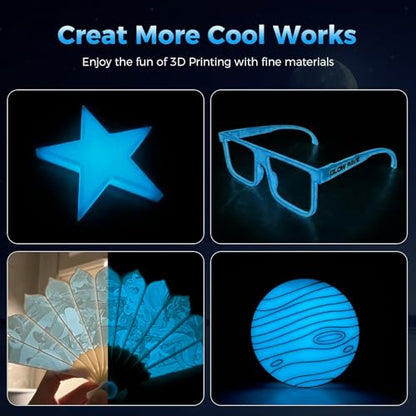 Creality Official Hyper PLA Filament 1.75mm, Glow in The Dark Filament, 3D Luminous PLA Printer Filament, RFID Filament, Best with UV Lamps, Fit Most FDM 3D Printers, 1KG Spool (2.2 lbs) Blue - color: Luminous Blue