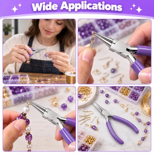 Round Nose Pliers, Wire Jewelry Making Tools - color: Purple-round Nose Pliers
