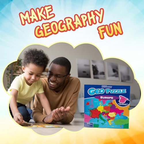 GeoPuzzle Europe Jigsaw Puzzles, 58 Pc Map Puzzle for Kids Ages 6 and Up - color: 1 Set-europe