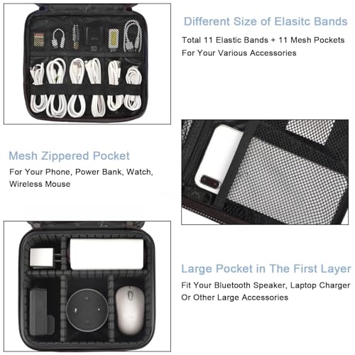 MATEIN Cord Organizer Bag with Adjustable Divider, DJ Electronic Storage - color: Grey, size: Medium