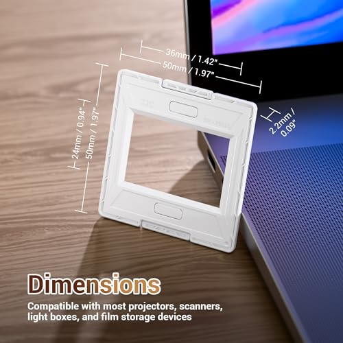 JJC 35mm Slide Mount, 25-Pack Glassless Slide Holder, 5x5cm Frame, ABS - size: 25-Pack