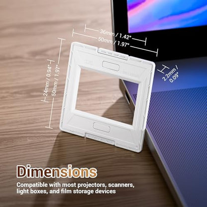 JJC 35mm Slide Mount, 25-Pack Glassless Slide Holder, 5x5cm Frame, ABS - size: 25-Pack