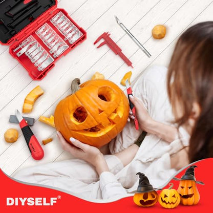 DIYSELF 41-Piece Exacto Knife Set, Precision Hobby Knife Kit for Art Crafts - color: Red-41pcs