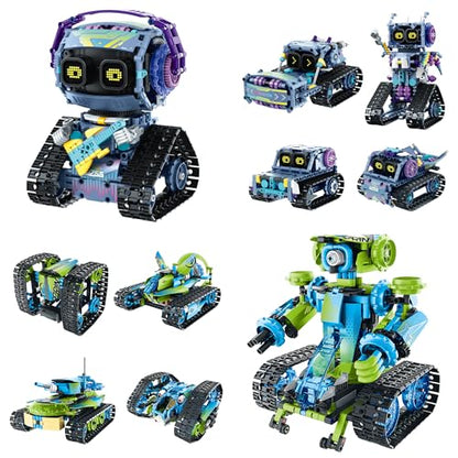 Sillbird Bundle - 2 Items Robot Car Building Kit with Remote Control Christmas STEM Gifts for Boys Ages 8-14, Technic Coding Stunt Racer Toys for Kids Birthday, Buildable 5in1 Models