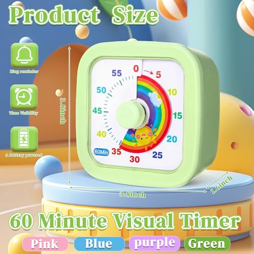 AmazingSpark 4 Pack Visual Timer, Rainbow, Purple, Blue, Pink, Green - color: Purple, Blue, Pink, Green, style: Rainbow