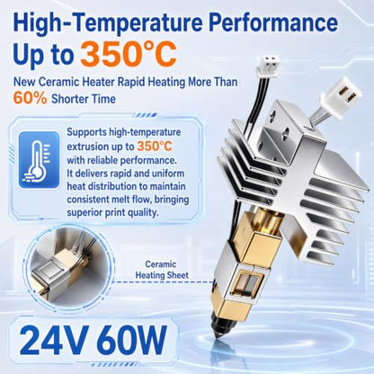 4PK Centauri Carbon 2 Hotend,0.2/0.4/0.6/0.8mm Hardened Steel Ceramic Heating,350°C Heat‑Resistant Print Head,500 mm/s High‑Speed Printing, Quick‑Detachable Wear‑Resistant Nozzle for Elegoo CC2 - color: 4 Pack CC2 Hotend Kir(0.2/0.4/0.6/0.8mm)