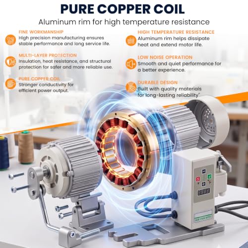 Sewing Machine Servo Motor, AC110V 750W 1HP Industrial Brushless Sewing Machine Motor with Controller and Foot Switch, Adjustable Speed 200–6000 RPM, CW/CCW Rotation, Low Noise, Energy Saving - color: 750W