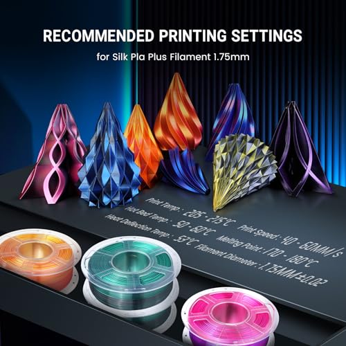 SUNLU Silk Triple Color Pla Filament, Silk PLA 3D Printer Filament 1.75mm, Shiny Silk Texture, Dimensional Accuracy +/- 0.02mm, 1KG Spool (2.2 lbs), PLA Silk Triple Color (Red Yellow Blue) - color: Silk Pla Triple Red Yellow Blue