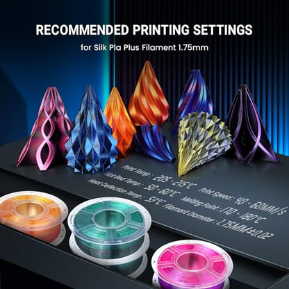 SUNLU Silk Triple Color Pla Filament, Silk PLA 3D Printer Filament 1.75mm, Shiny Silk Texture, Dimensional Accuracy +/- 0.02mm, 1KG Spool (2.2 lbs), PLA Silk Triple Color (Red Yellow Blue) - color: Silk Pla Triple Red Yellow Blue