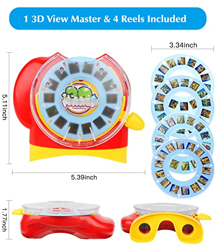 SeptCity 3D View Toy for Kids, Classic Discovery Animal Dinosaur Viewer Set Viewfinder with 4 Reels (Navy)