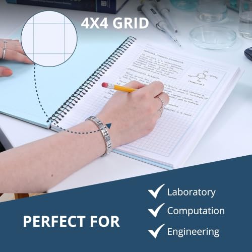 Roaring Spring Carbonless Wirebound Chemistry Notebook, 11" x 8.5", 4x4 Grid Ruled, 50 Sets, Oversize Cover, White/Blue Pages - style: Single Book