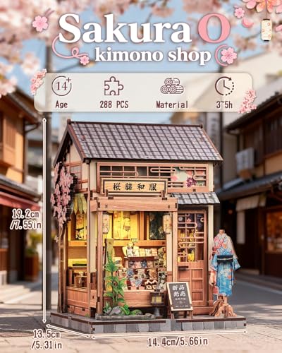 CUTEBEE Book Nook, DIY Miniature House Kit, Japanes Decor Booknook - color: Sakura Kimono Shop