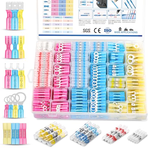 Kuject Assortment Heat Shrink Wire Connectors Kit 26-10 AWG, 500PCS