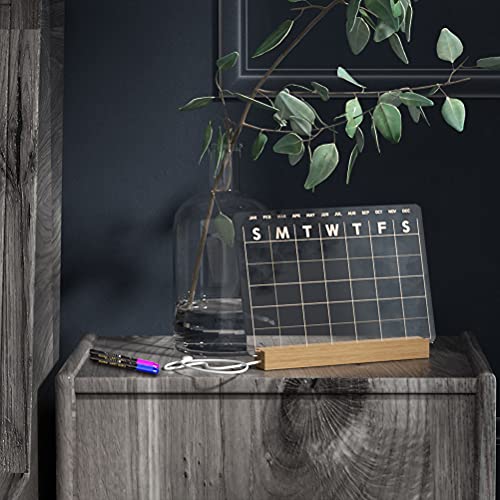 Light Up Clear Dry Erase Calendar 13 x 9 inch with 5 Markers, Acrylic Lighting Markable Calendar Board Agenda for Bedroom/Office/Home/Kitchen - style: Calendar