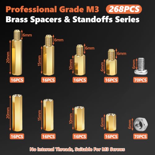 686Pcs M3 Brass Standoffs Screws Nut Kit for PC Board Raspberry Pi - size: 686Pcs-M3