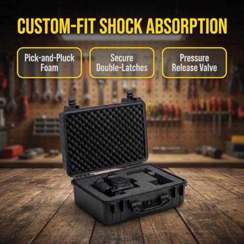 MEIJIA Portable All Weather Waterproof Camera Case with Customized Fit Foam,Fit Use of Drones,Camera,Equipments,Pistols,Elegant Black(18.3 ”x14.57”x8.66”) - size: 18.3" x 14.57" x 8.66"