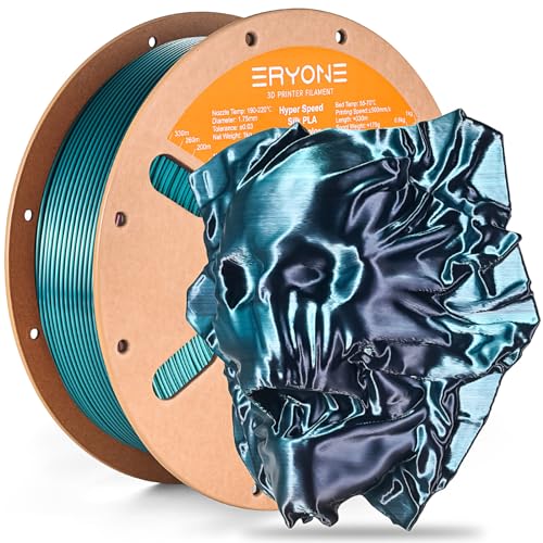 ERYONE Silk Filament PLA+ 1.75mm Shiny 3D Printer Filament, Multicolor PLA 2 in 1, 1kg (2.2LBS)/Spool, HS Silk Dual Color Emerald Green & Black - color: Silk Pla+ 2 in 1 Emerald Green Black